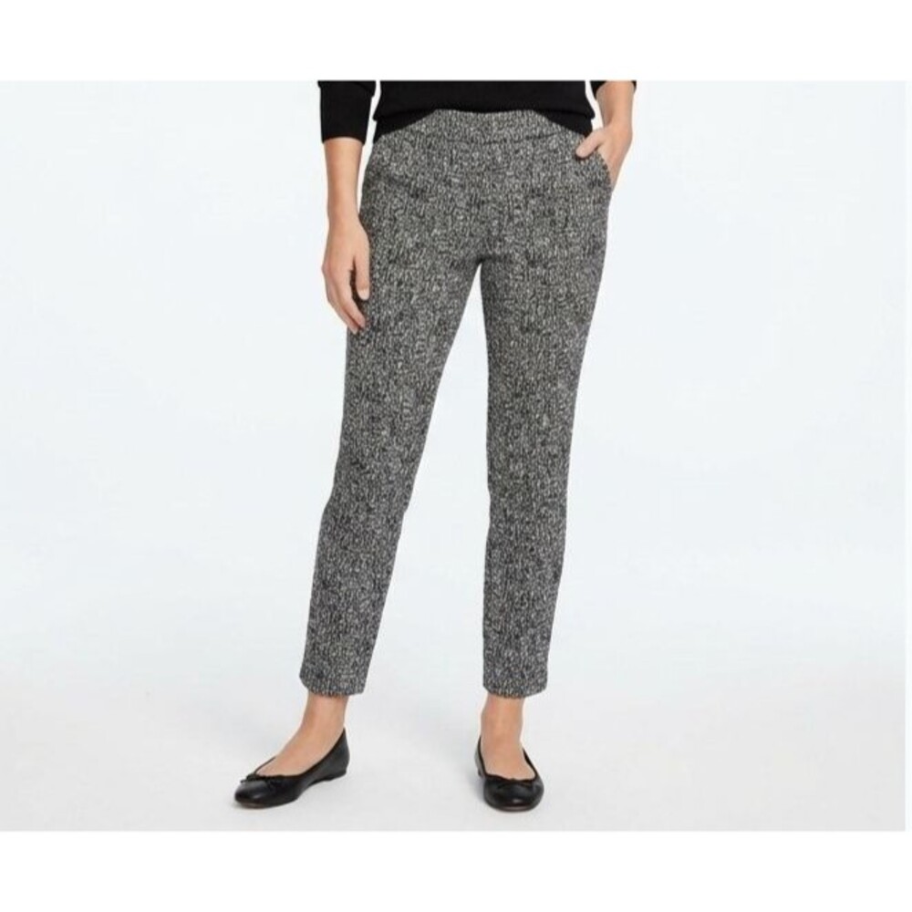 WHBM White House Black Market Tweed Pull On Ankle Pants Womens 12 Slim Stretch